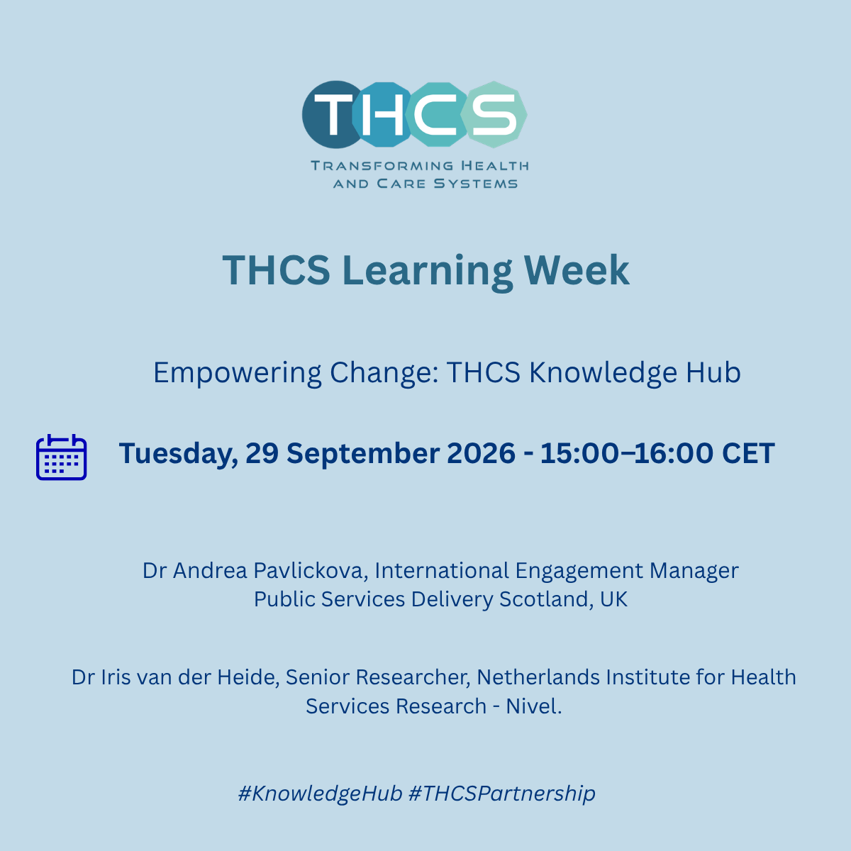 THCS Learning Week - Empowering Change: THCS Knowledge Hub 15:00-16:00 CET 