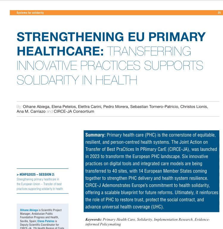 Strengthening EU Primary Healthcare: transferring innovative practices supports solidarity in health