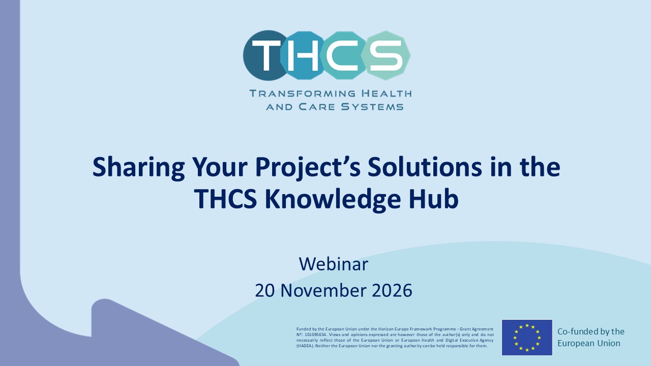 THCS Webinar: Webinar: Sharing Your Project’s Solutions in the THCS Knowledge Hub