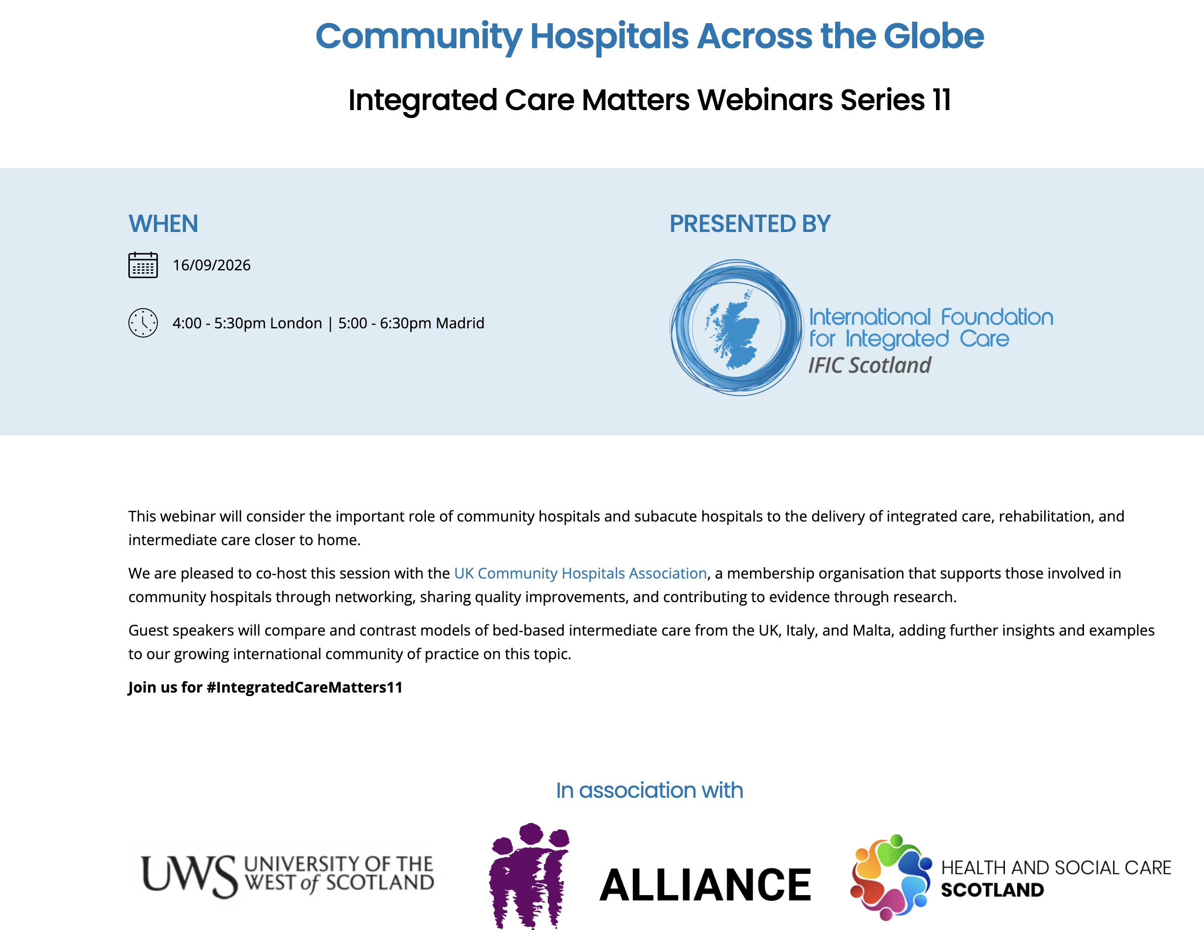 Community Hospitals Across the Globe