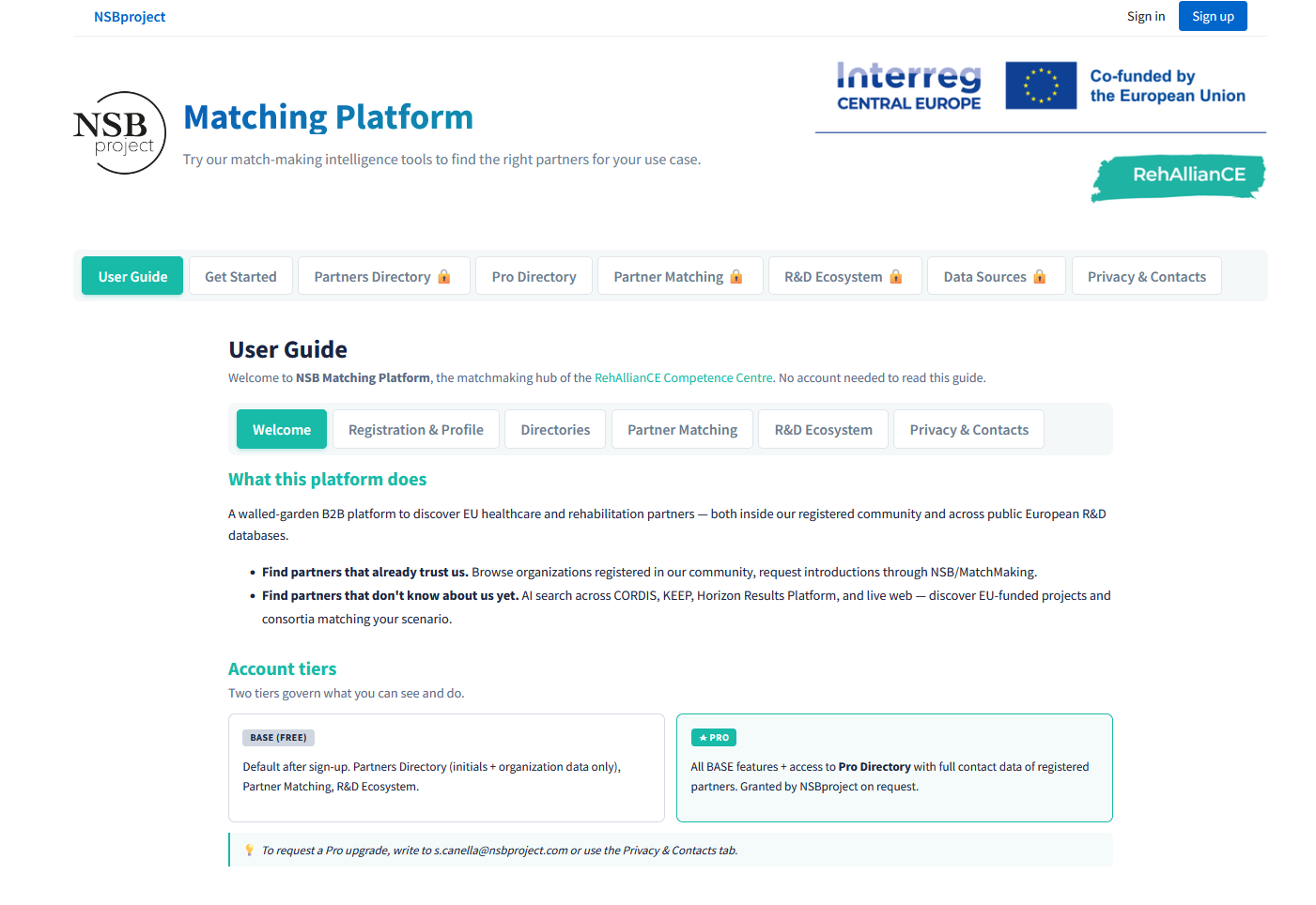 RehAllianCE Matching Platform